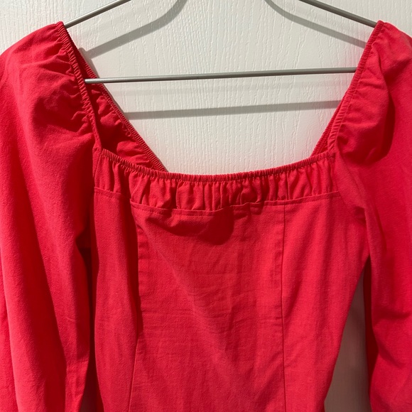 Free People Forget Me Not Pink Red Hibiscus Mini Dress NWT - Picture 2 of 9